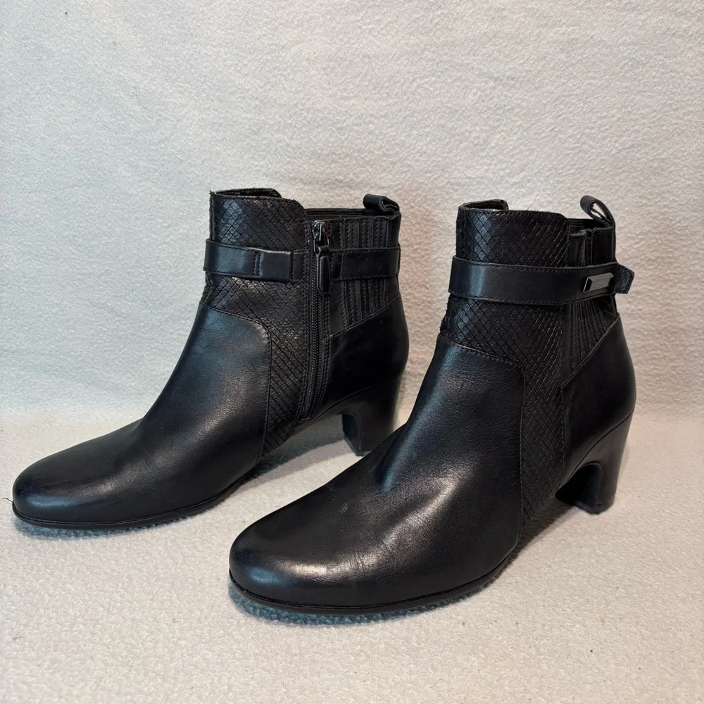 Ecco Alliston black women’s heeled ankle boots EU size 42 side zipper